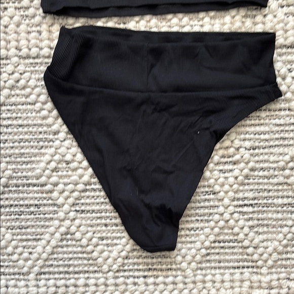 NWOT Aerie Black Ribbed Bikini Set - Picture 4 of 7